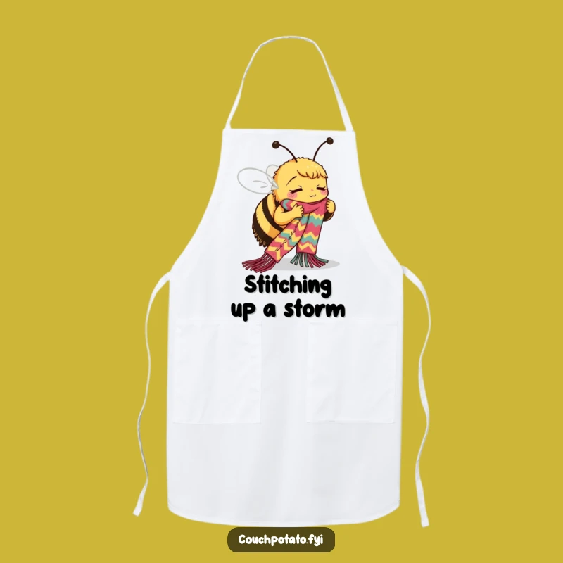 Funny Bee Apron: Busy Knitter, Hilarious Gift for Kitchen Crafters