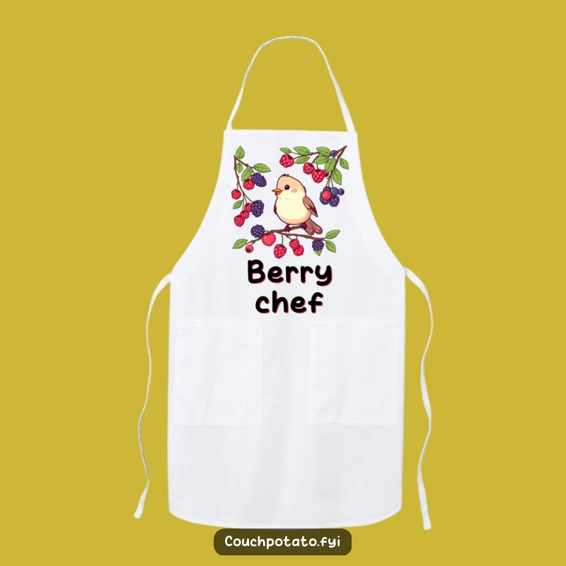 Funny Bird Berry Tasting Apron: Chef's Humorous Kitchen Wear for Foodie Bird Fans