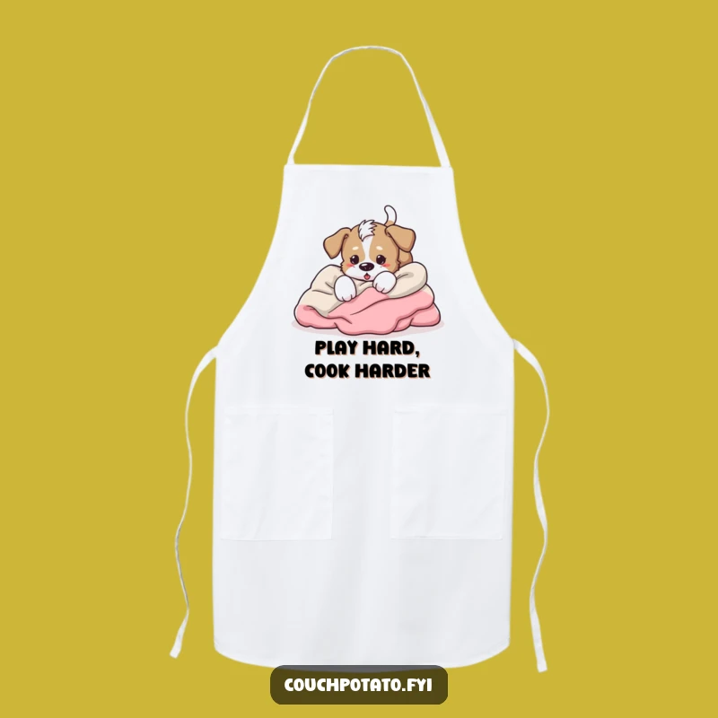 Funny Energetic Puppy Chef Apron - Playful Dog Kitchen Accessory