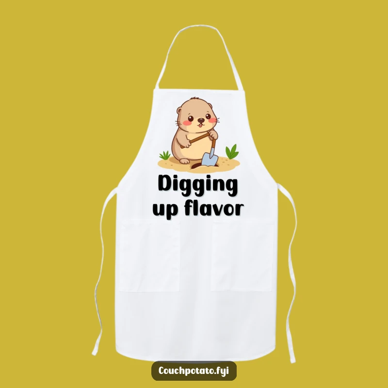 Funny Mole Digger Apron - Diligent Spading Kitchen Apron for Chefs