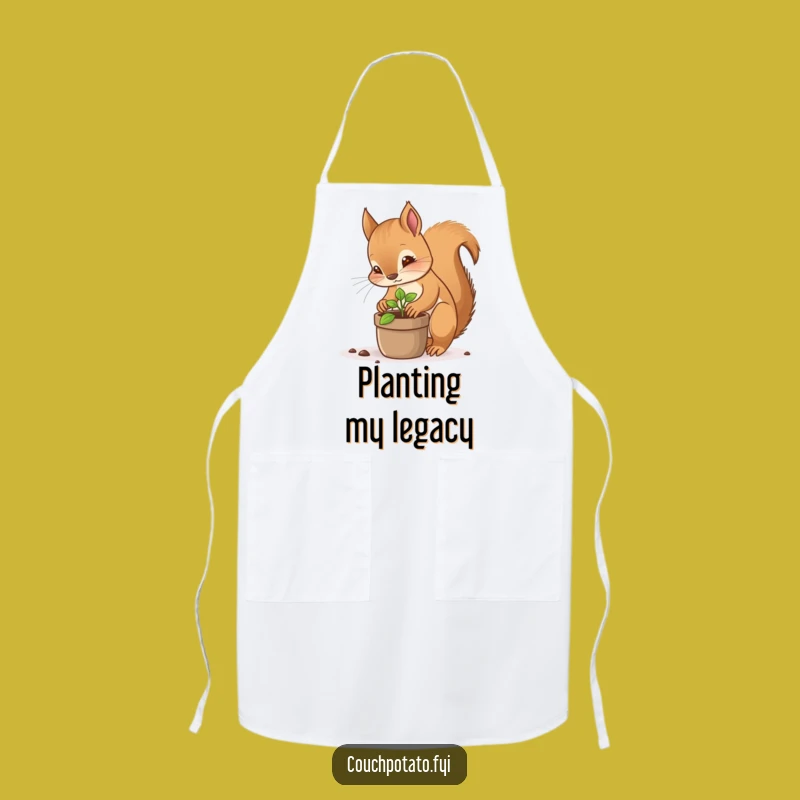 Funny Squirrel Planting Apron - Focused Gardener Apron for Kitchen Fun