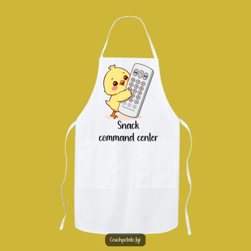 Funny Chick Hugging Big Remote Apron - Kitchen Humor Gift