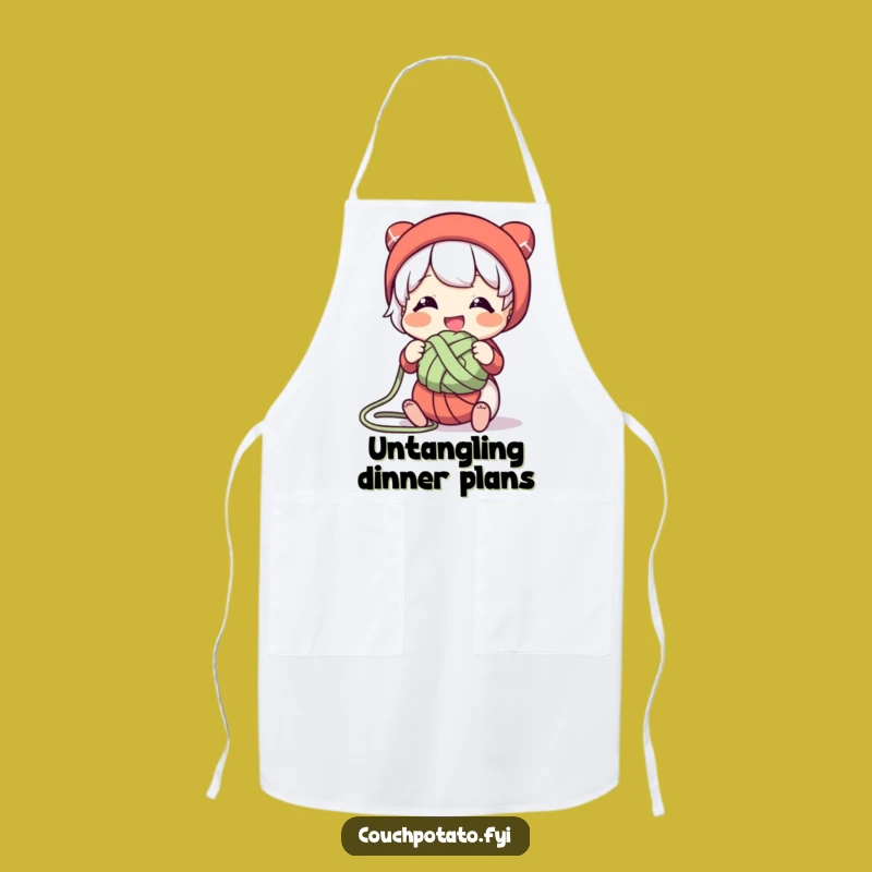 Funny Yarn Knot Apron: Stay Clean While Untangling with This Character Design Gift