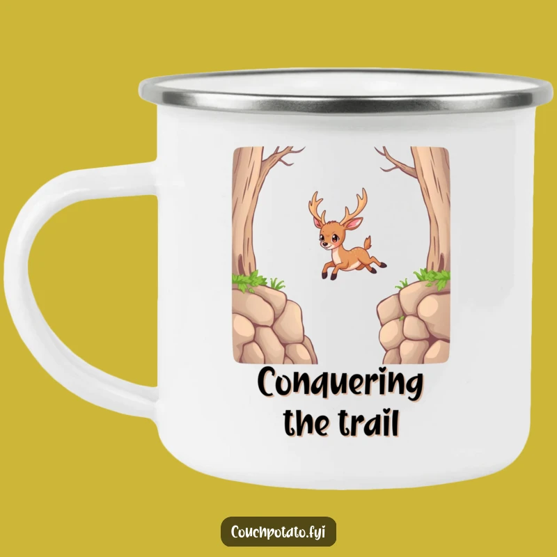 Funny Deer Impossible Jump Camping Mug: Motivational Brews, Rugged Spirit, Perfect Funny Gift