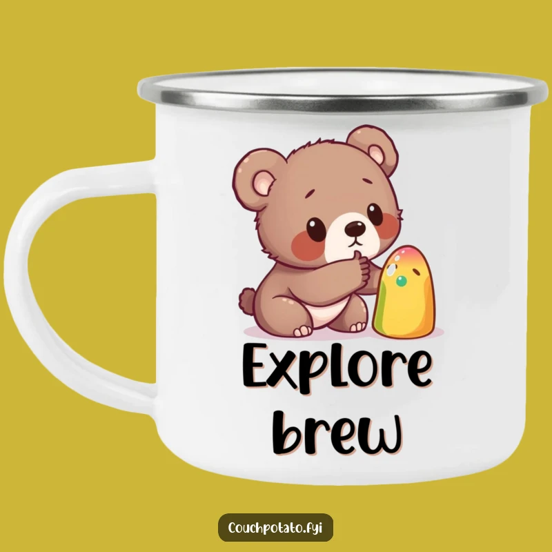 Funny Bear Cub Curiosity Camping Mug: Durable Outdoor Cup for Little Adventurers