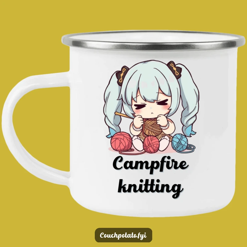 Funny Focused Knitter Camping Mug: Durable Design for Crafting Outdoors, Perfect Gift