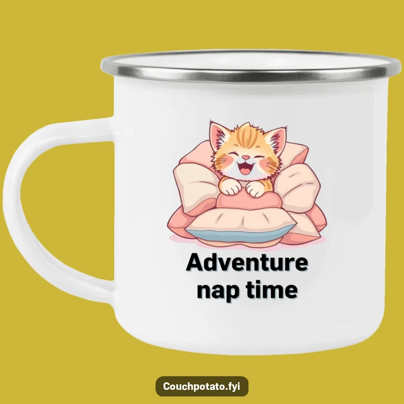 Funny Giggling Kitten Camping Mug: Playful Tumbles on Your Adventures Gift