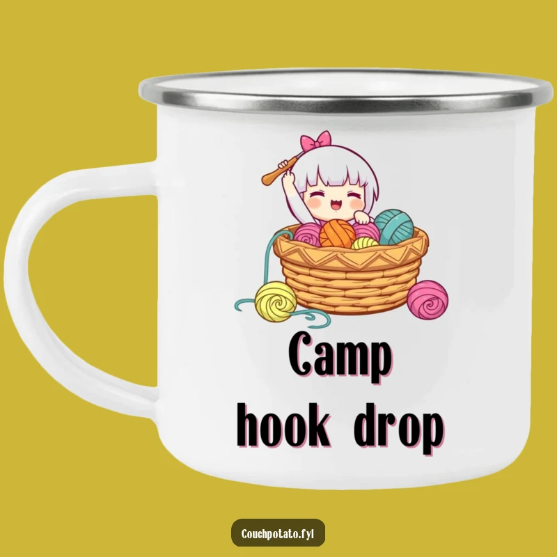Funny Happy Crocheter Camping Mug: Durable Design for Outdoor Crafting, Perfect Gift