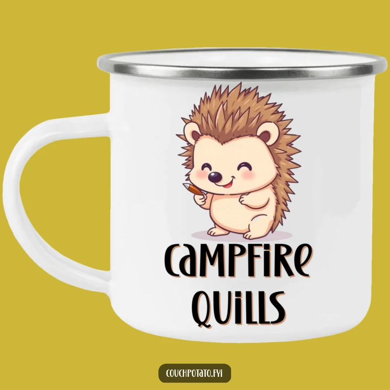 Funny Hedgehog Artist Camping Mug: Durable Outdoor Cup for Creative Campers