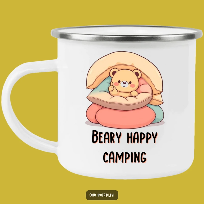 Funny Round Bear Thumbs Up Camping Mug - Cozy Comfort Outdoors