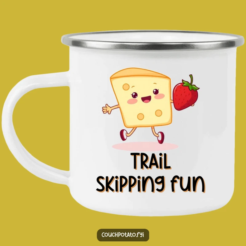 Funny Cream Cheese & Strawberry Camping Mug - Durable & Whimsical Jumping Drinkware