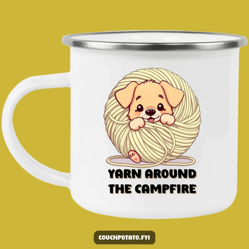 Funny Campout Puppy Yarn Mug: A Hilarious Outdoor Play Gift
