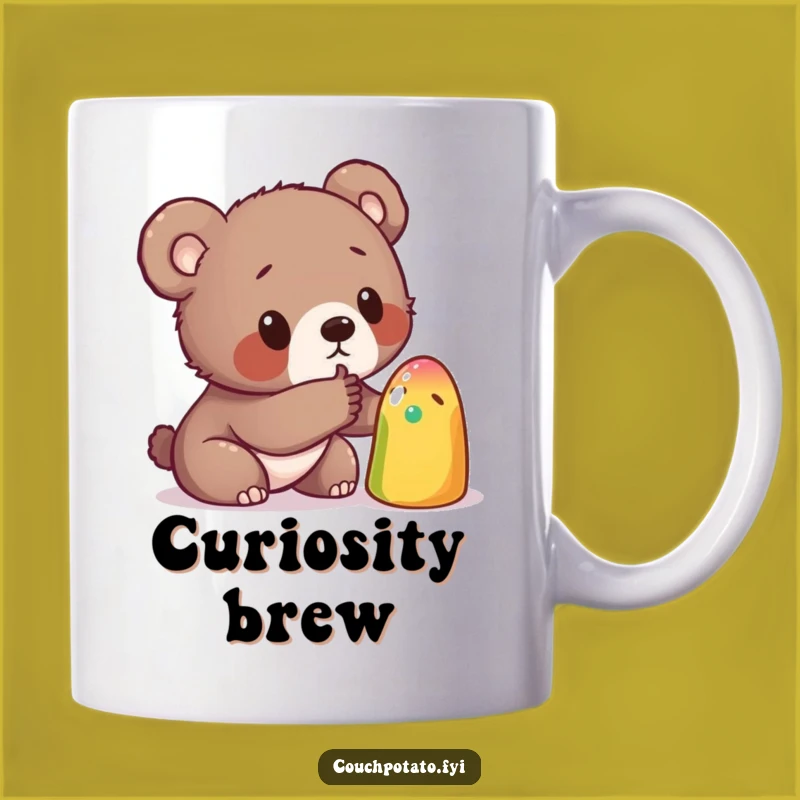 Funny Bear Cub Curiosity Mug: Adorable Animal Explorer Gift for Curious Minds