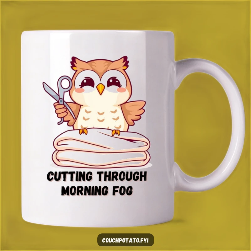 Funny Joyful Owl Sewing Mug: Whimsical Owl Crafting Gift for Sewists