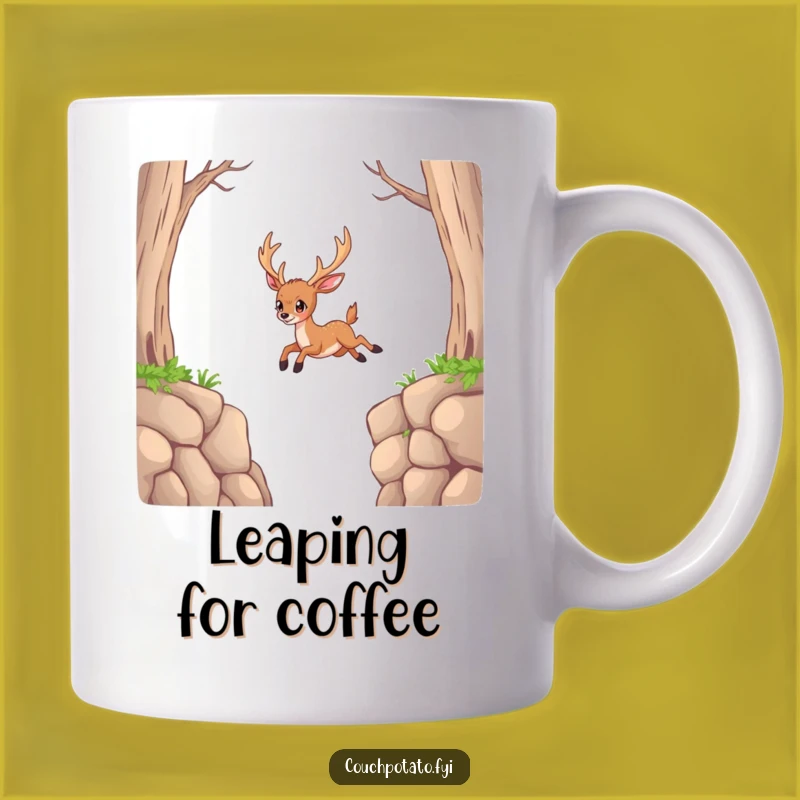 Funny Deer Impossible Jump Mug: Never Give Up Spirit, Hilarious Motivation, Perfect Funny Gift