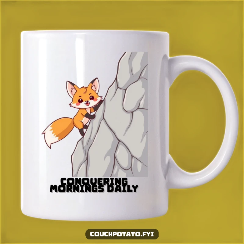 Funny Fox Climbing Mug: Hilarious Triumph Design, Perfect Funny Gift for Go-Getters