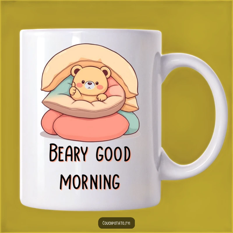 Funny Round Bear Thumbs Up Mug - Cheerful Cushion Comfort Gift