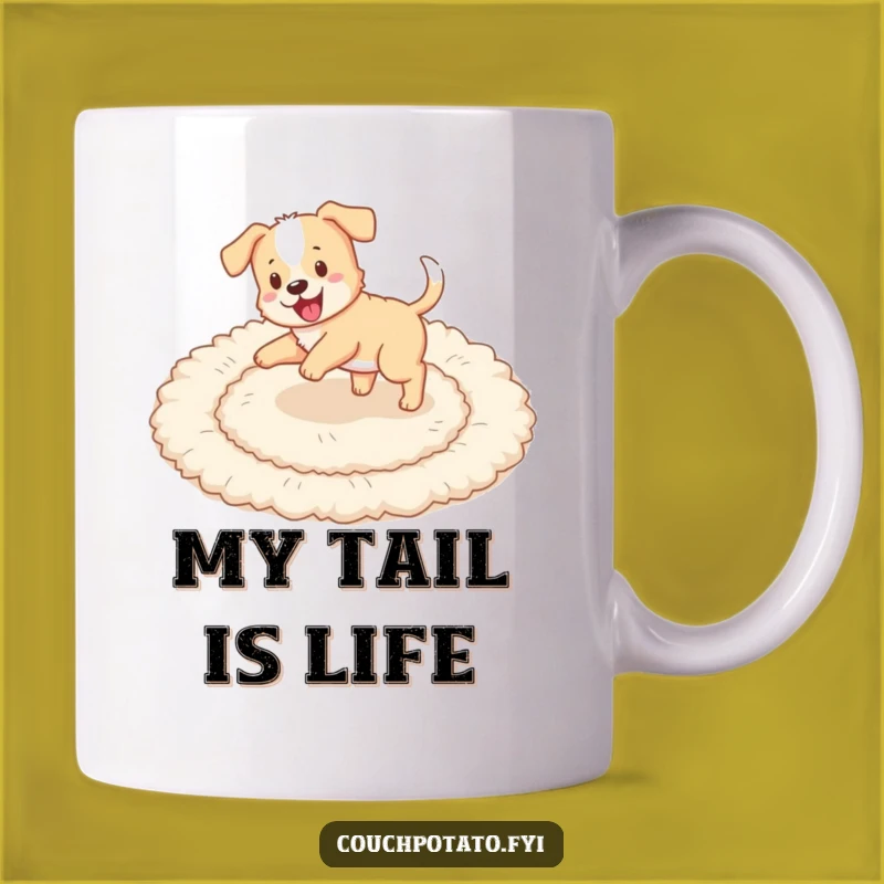 Funny Puppy Tail Chase Mug: Energetic Puppy Playing, Perfect Hilarious Gift for Dog Lovers