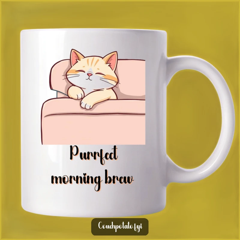Funny Content Cat Sofa Nap Mug - Relaxed Pet Character Drinkware