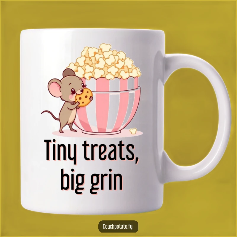 Funny Mouse Sneaking Popcorn Mug - Mischievous Character Snack Gift