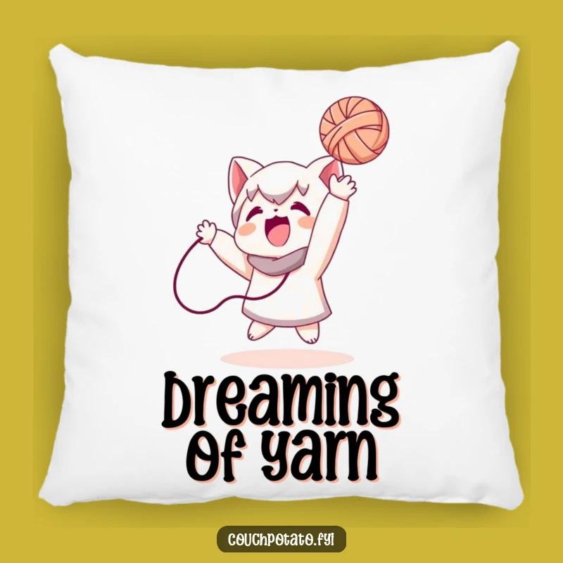Funny Yarn Toss Pillow: Soft Character Accent, Perfect Gift for Cozy Craft Nooks