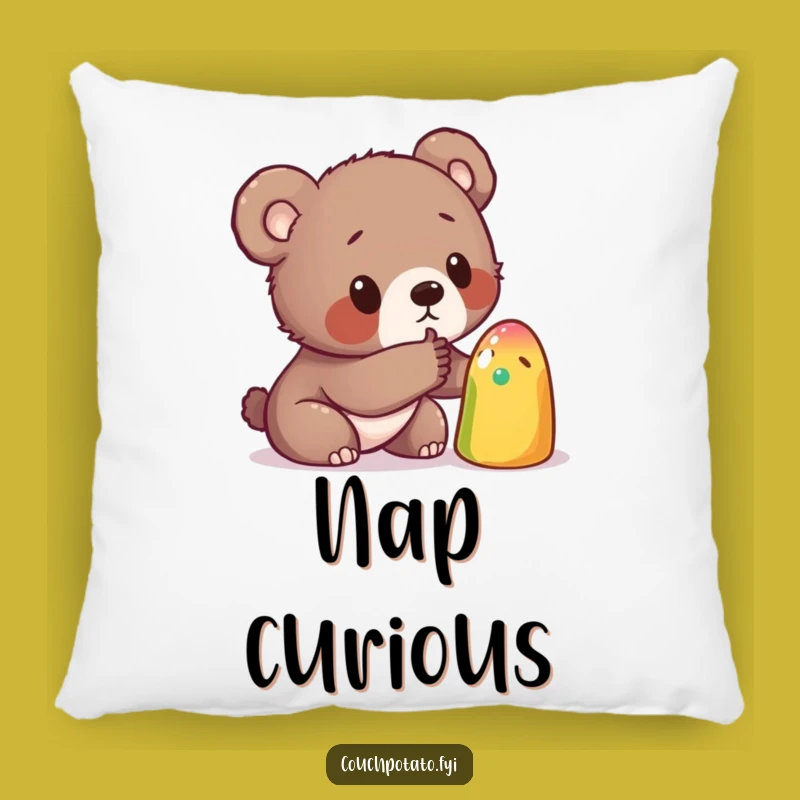 Funny Bear Cub Curiosity Pillow: Cozy Accent for Adventurous Homes