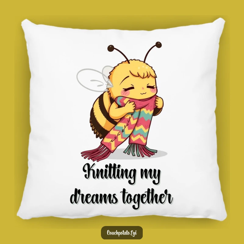 Funny Bee Pillow: Busy Knitter, Cozy & Hilarious Gift for Cozy Spaces
