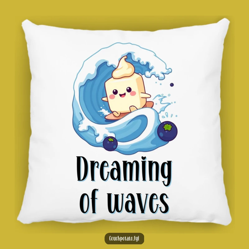 Funny Cream Cheese Surfing Pillow: Cozy Up with Comedic Ocean Dreams!