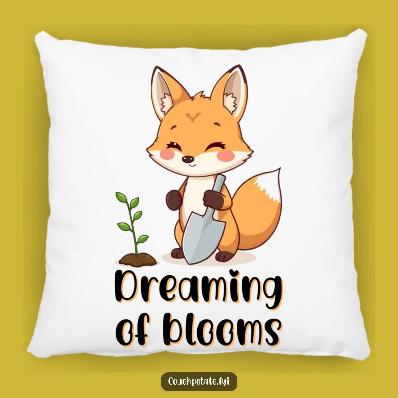 Funny Fox Gardener Pillow - Proud Sprout Holder Accent Pillow for Cozy Spaces