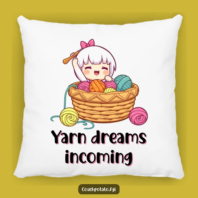 Funny Happy Crocheter Pillow: Soft Accent for Cozy Craft Spaces, Perfect Gift