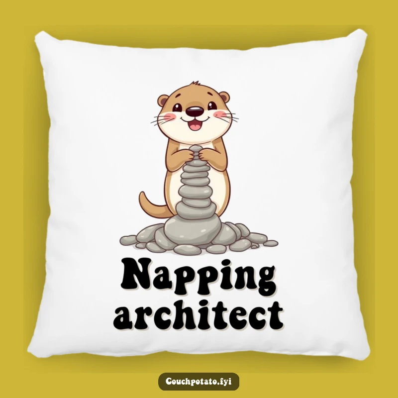 Funny Otter Pebble Tower Pillow: Cozy Animal Decor for Otter Loving Homes