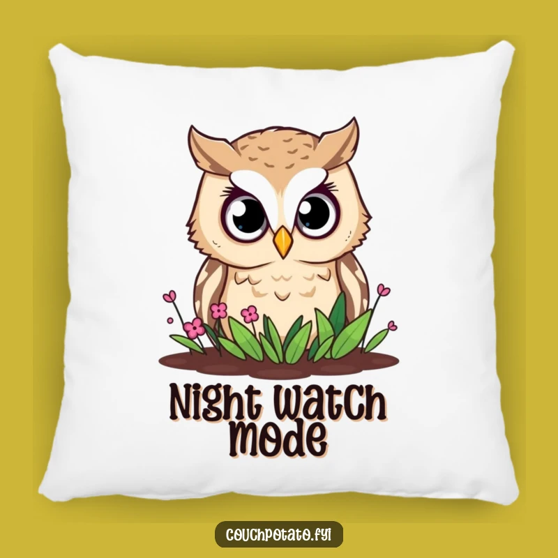 Funny Owl Garden Pillow: Curious Watcher, Hilarious Comfort for Night Owls