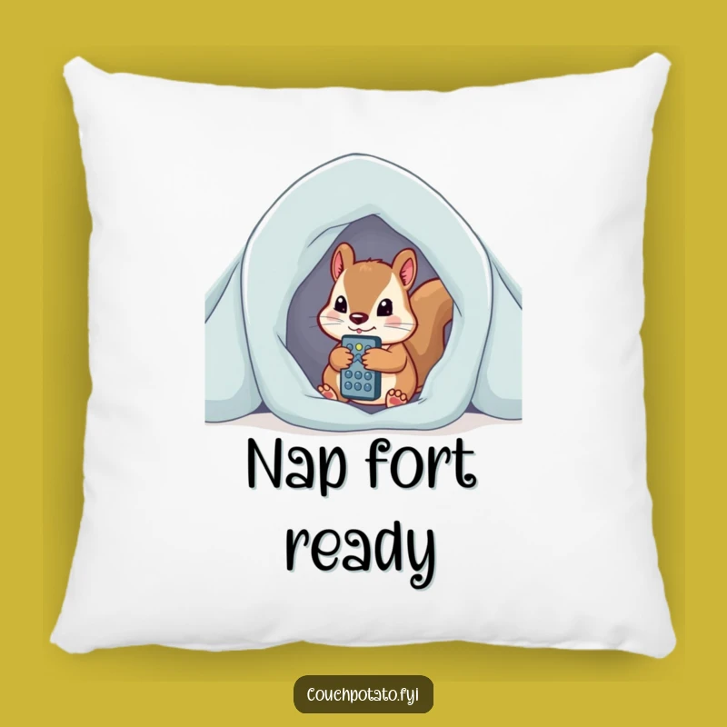 Funny Squirrel Cozy Gamer Pillow - Blanket Fort Character Comfort