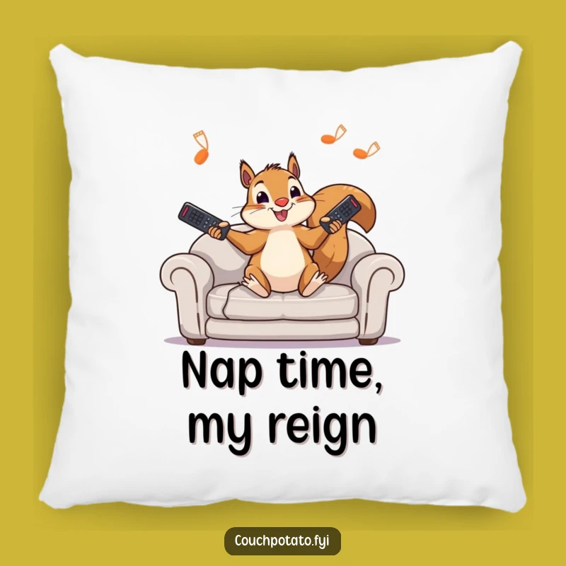 Funny Squirrel Remote Obsessed Pillow: Cozy and Hilarious Funny Gift