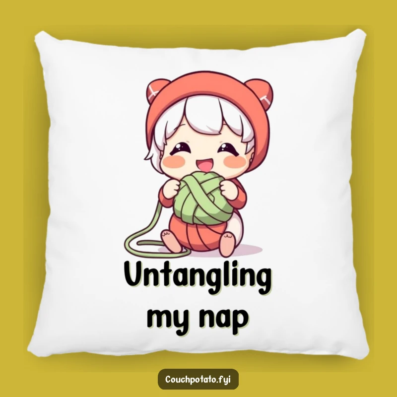 Funny Yarn Knot Pillow: Soft Accent for Patient Crafters, Perfect Gift
