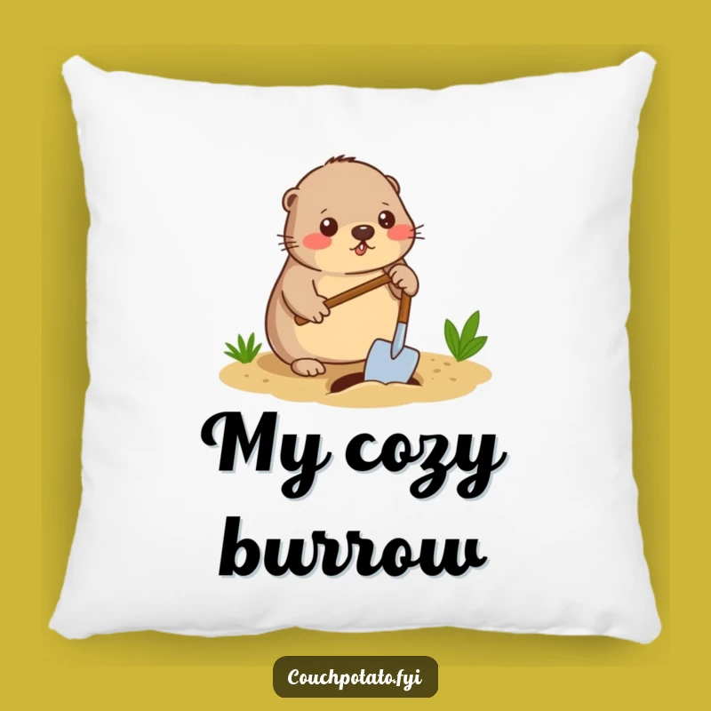 Funny Mole Digger Pillow - Diligent Spading Accent Pillow for Cozy Spaces