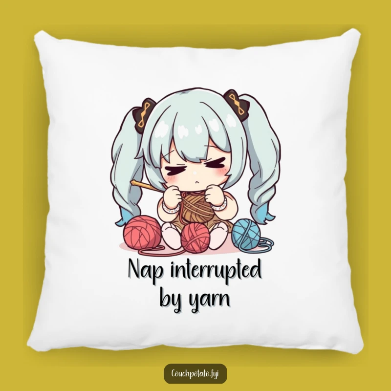 Funny Focused Knitter Pillow: Soft Accent for Crafty Spaces, Perfect Gift