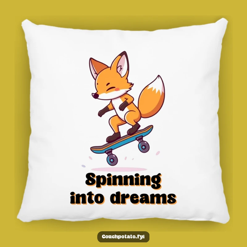 Funny Fox Skateboard Trick Pillow: Cozy Comfort, Extreme Style, Great Funny Gift