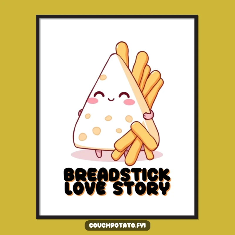 Funny Smitten Cream Cheese Breadstick Digital Art - Instant Romantic Decor, Humorous Gift