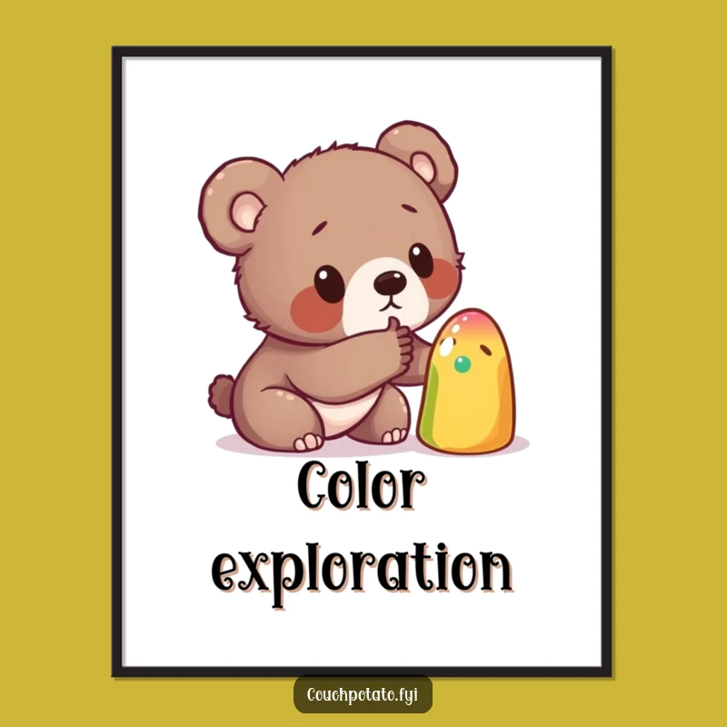 Funny Bear Cub Curiosity Digital Art: Instant Download Hilarious Explorer Print