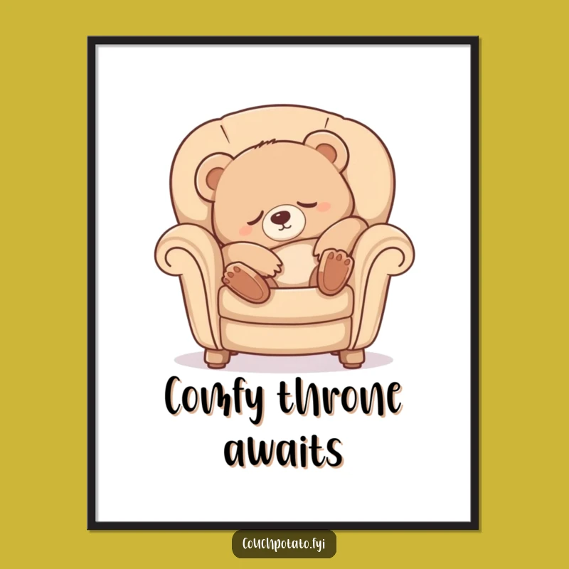 Funny Sleepy Bear Digital Art: Luxurious Relaxation for Instant Decor Gift