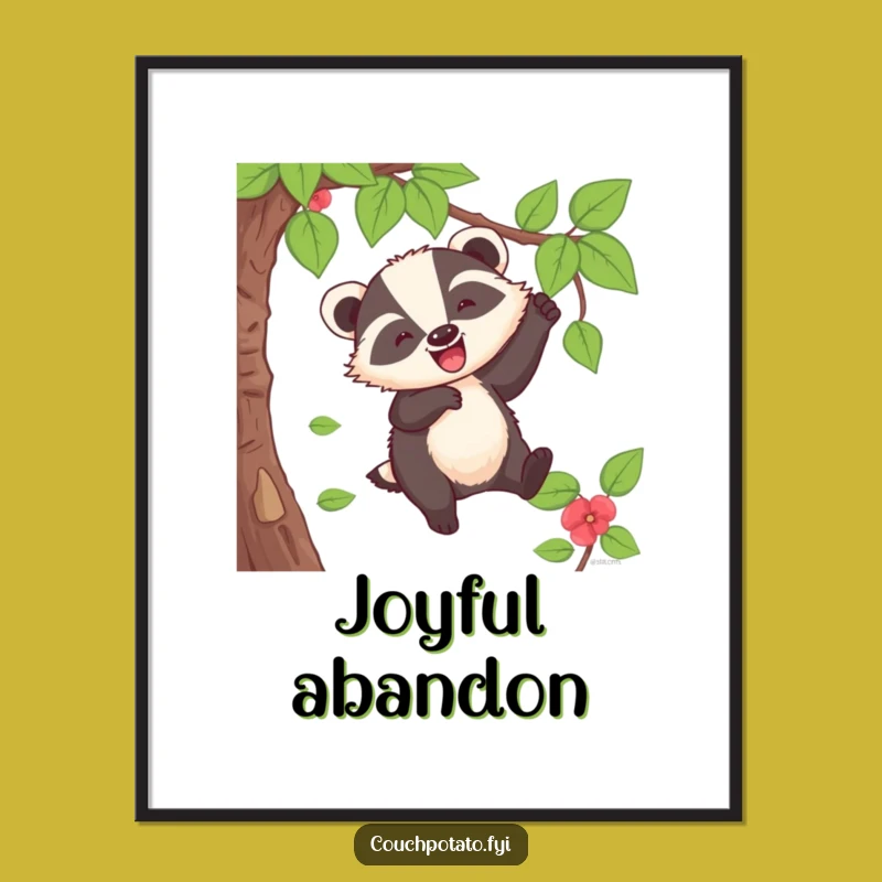 Funny Badger Vine Swing Print: Bring Wild Joy Home, Whimsical Funny Gift Idea