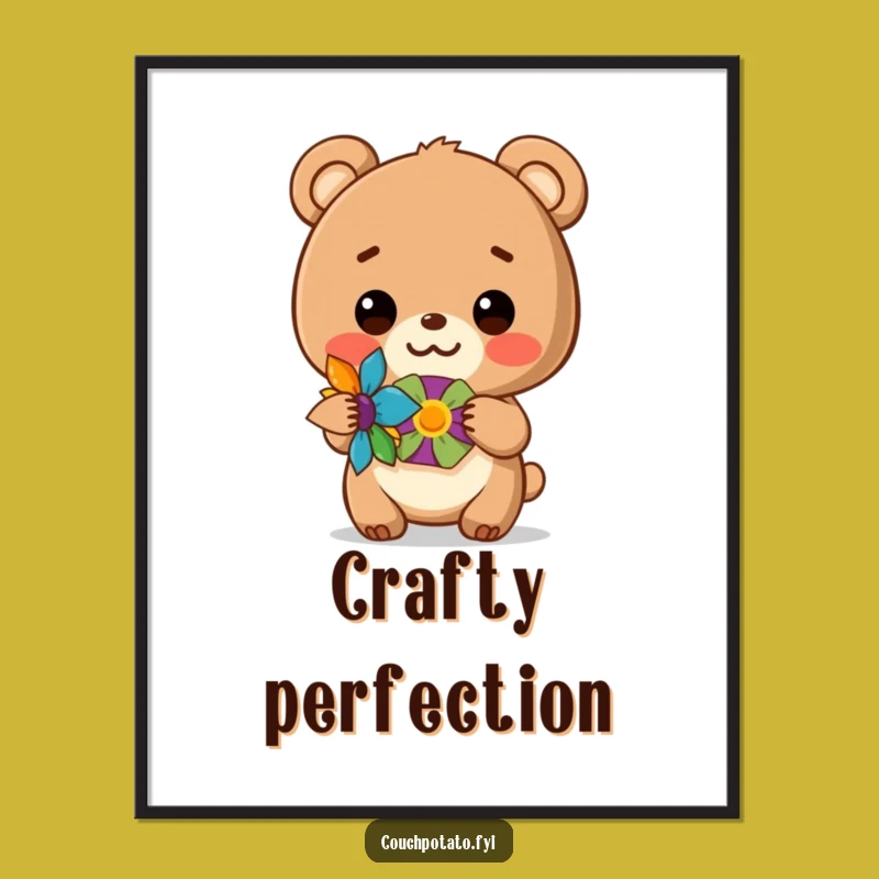 Funny Bear Cub Digital Art - Instant Downloadable Crafty Decor