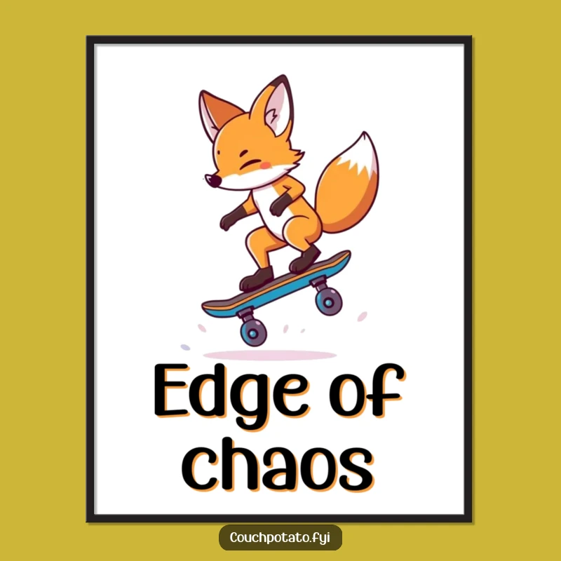 Funny Fox Skateboard Trick Print: Bring Extreme Art Home, Awesome Funny Gift Idea
