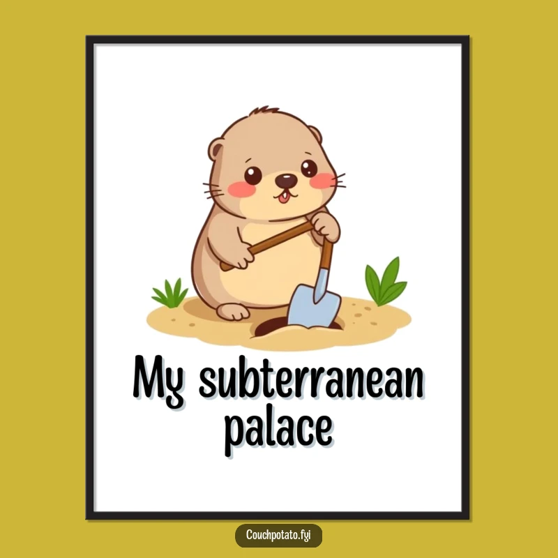 Funny Mole Digger Digital Art - Diligent Spading Print for Hard Workers