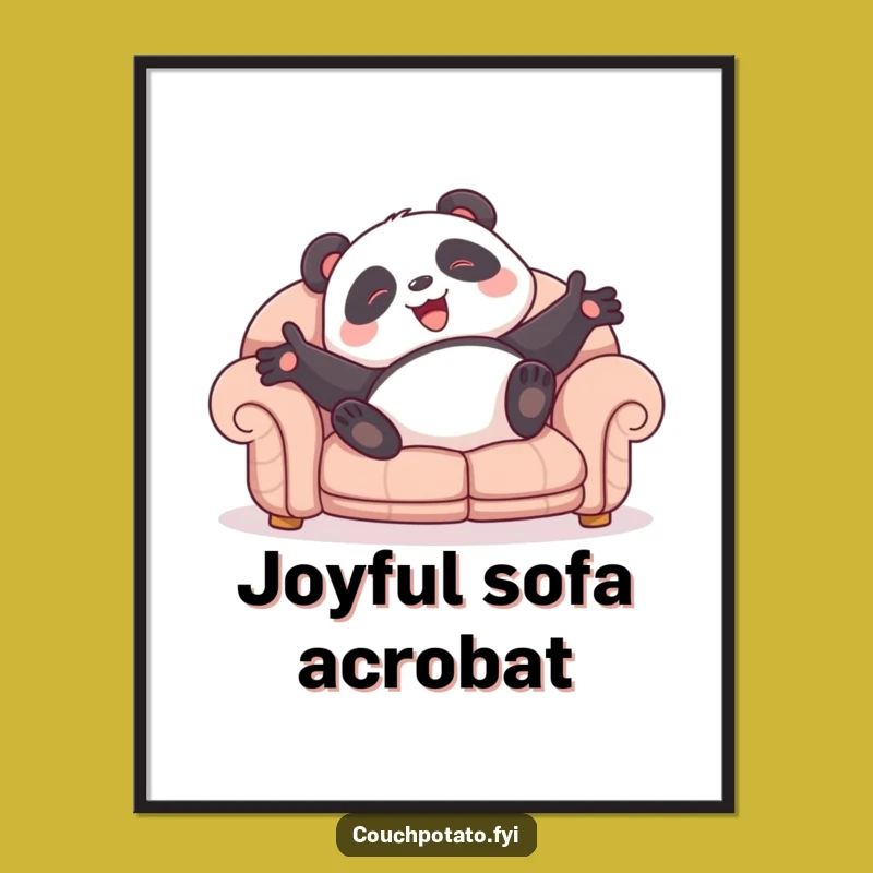 Funny Panda Sofa Roll Digital Print: Instant Joy, Wonderful Funny Gift