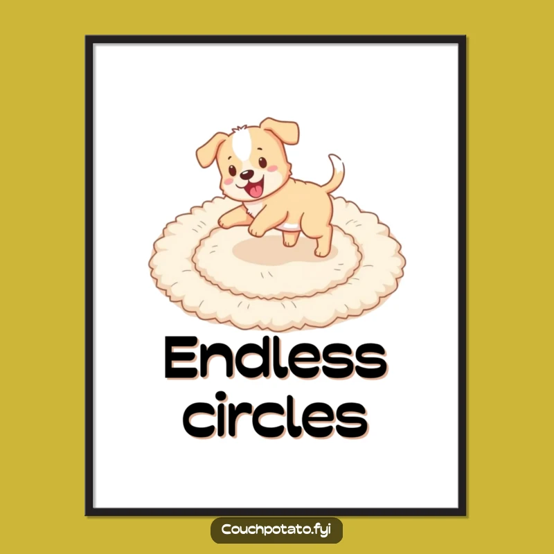 Funny Puppy Tail Chase Digital Art: Instant Puppy Playing Decor, Hilarious Gift