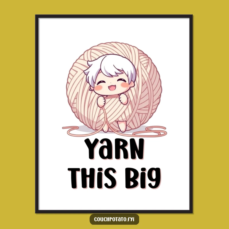 Funny Yarn Puller Digital Art: Instant Crafting Joy, Perfect Gift for Walls!