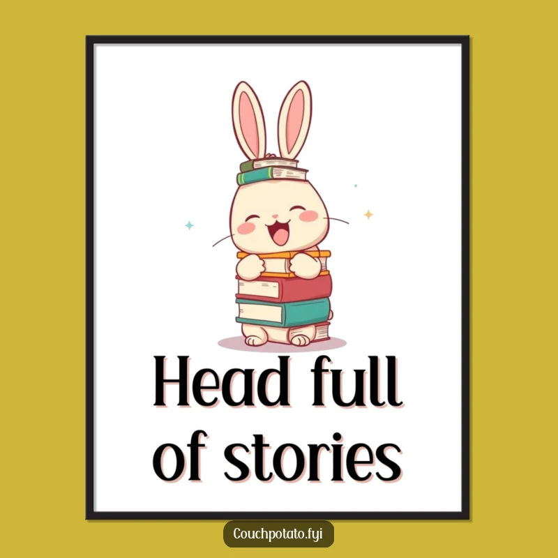 Funny Rabbit Book Balance Digital Art - Instant Hilarious Decor Print