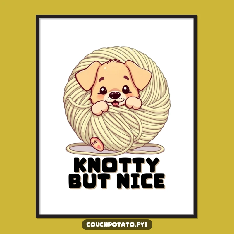 Funny Puppy Yarn Tangle Digital Art: A Hilarious Instant Pet Gift